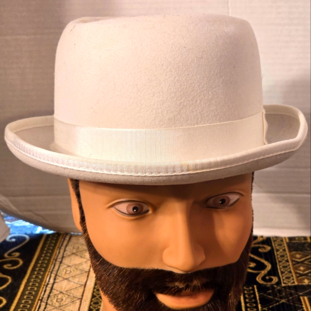 CAPAS DESIGN MEN'S DERBY HAT IVORY CREAM WHITE CLASSIC SIZE MEDIUM